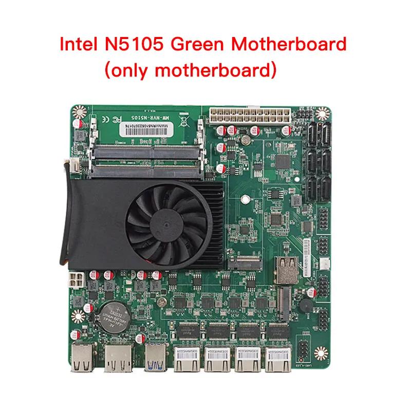 인텔 N5105 닉스 산업용 마더보드, 가정용 4 코어 4 스레드 프로세서, 4x2.5G i225 네트워크 M.2 슬롯, 6x SATA DP HD 저전력